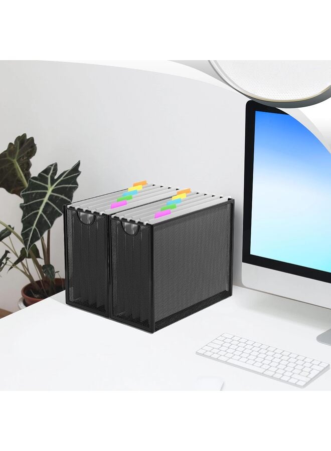 منظم ملفات معلق، حامل ملفات بحجم ورق الرسائل مع 5 مجلدات، سلة تخزين شبكية معدنية حديثة، مناسبة لمكاتب العمل والمنازل. - Image 5