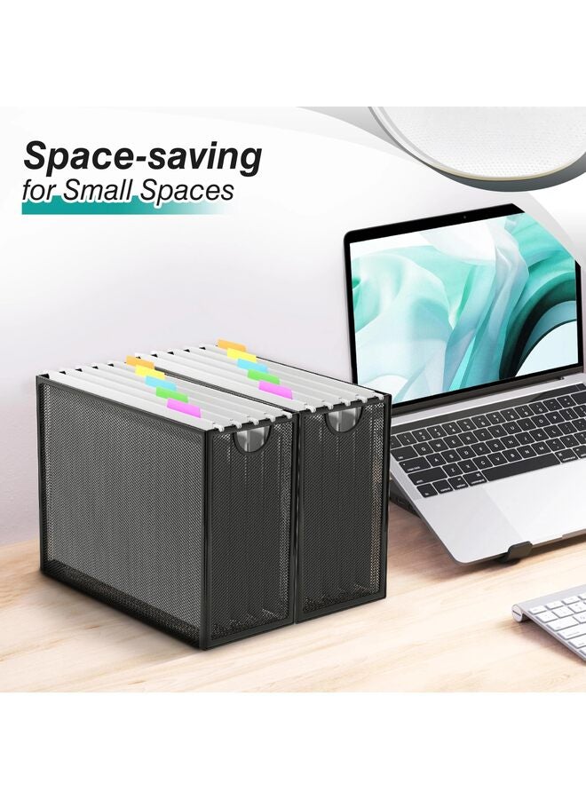 منظم ملفات معلق، حامل ملفات بحجم ورق الرسائل مع 5 مجلدات، سلة تخزين شبكية معدنية حديثة، مناسبة لمكاتب العمل والمنازل. - Image 2