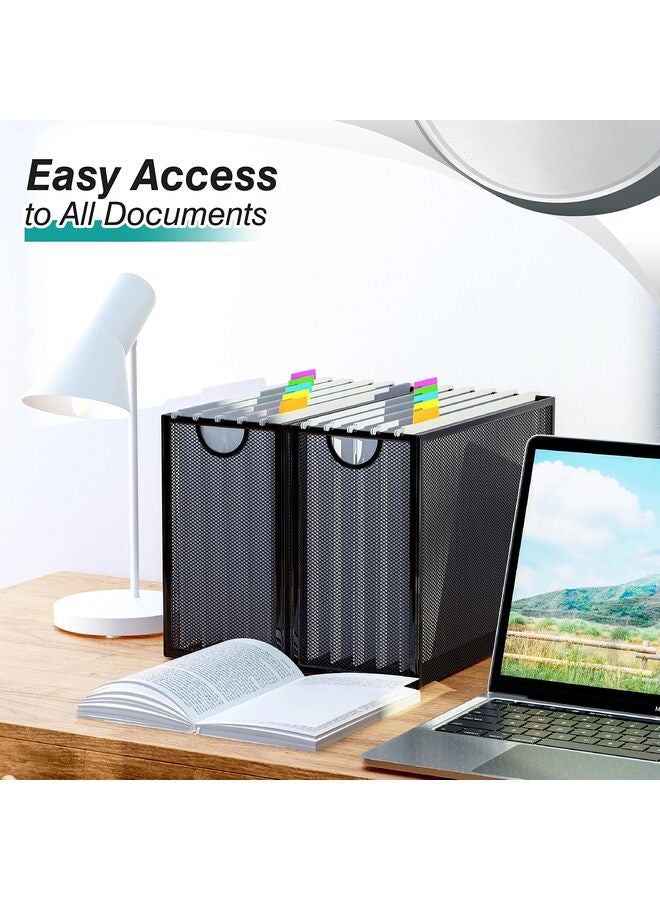 منظم ملفات معلق، حامل ملفات بحجم ورق الرسائل مع 5 مجلدات، سلة تخزين شبكية معدنية حديثة، مناسبة لمكاتب العمل والمنازل. - Image 4
