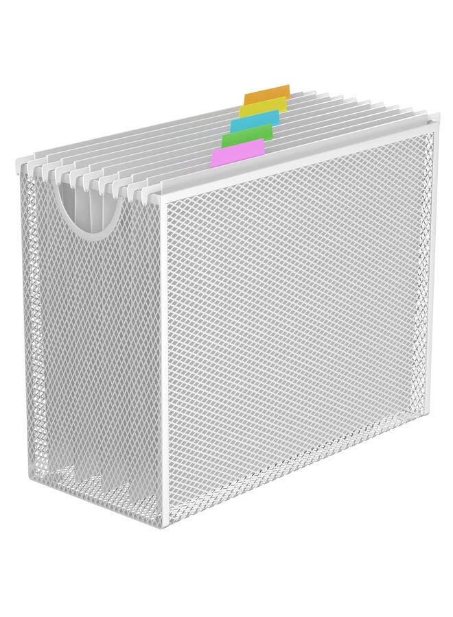 منظم ملفات معلق، حامل ملفات بحجم ورق الرسائل مع 5 مجلدات، سلة تخزين شبكية معدنية حديثة، مناسبة لمكاتب العمل والمنازل. - Image 1