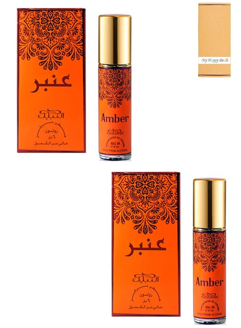 Nabeel 2 Pcs Nabeel Amber Alcohol Free Roll On Oil Perfume 6ML - Image 1