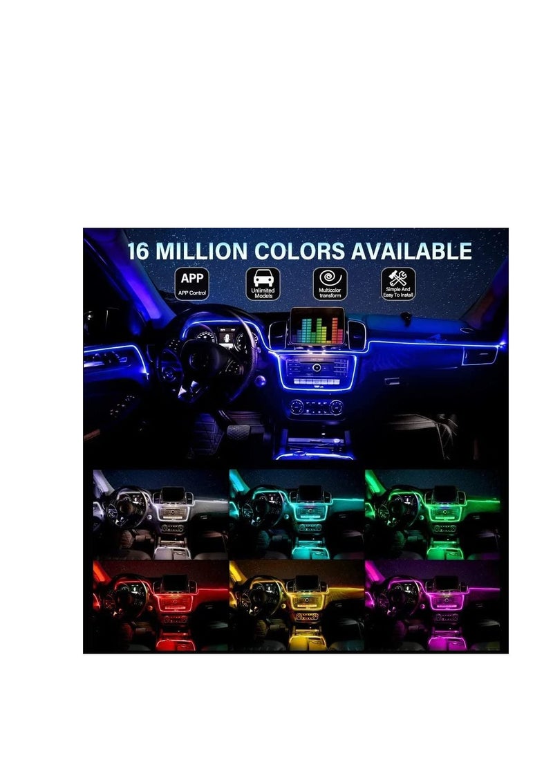 DMG TECH - Car Led Strip Lights, 16 Million Colors Rgb Car Interior Lights, with Music Mode, App Control and Timer Setting Ambient Lighting Kit, Scenes Optiongs and Color Diy Car Led Lights - Image 1