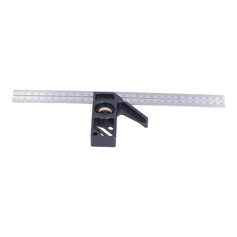 مسطرة زوايا نشطة | مسطرة مصنوعة من سبيكة الألومنيوم بطول 0-300 مم للاستخدام في النجارة / مزودة بعلامات للزوايا 90 و45 درجة | مصنوعة باستخدام تقنية CNC مع مسامير قابلة للتعديل - Image 2
