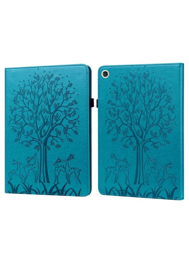HuHa - Case Cover For Huawei MatePad T 10s 10.1 inch / T 10 9.7 inch Tree & Deer Pattern Pressed Printing Leather Tablet Case Blue - Image 1