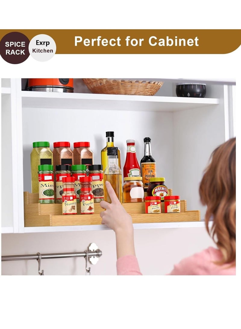 Bukela Spice Rack Kitchen Cabinet Organizer- 3 Tier Bamboo Expandable Display Shelf - Image 4