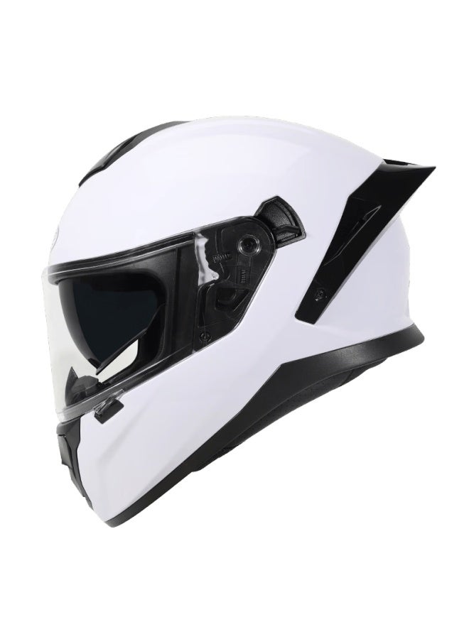 Znpam928 Dual-lens Motorcycle Helmet Winter Warm Uni Full-face Four Seasons Pearl White 2XL - Image 3