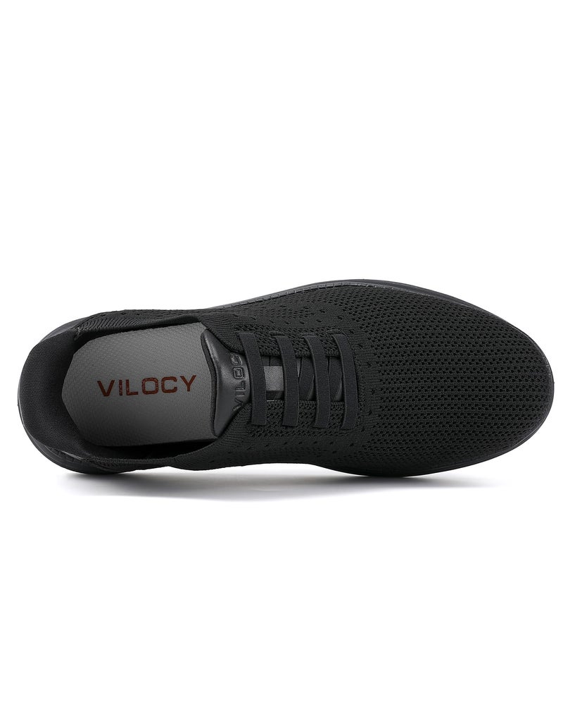 VILOCY Mens Casual Dress Tennis Shoes Slip on Walking Shoes Fashion Sneakers Hands Free Breeze Business Oxfords Mesh Comfortable Lightweight Breathable All Black,EU43 - Image 3