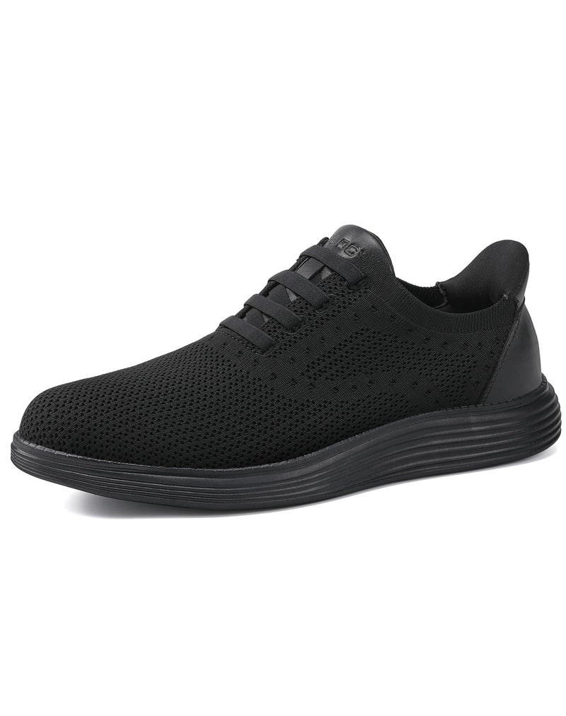 VILOCY Mens Casual Dress Tennis Shoes Slip on Walking Shoes Fashion Sneakers Hands Free Breeze Business Oxfords Mesh Comfortable Lightweight Breathable All Black,EU43 - Image 5