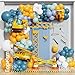 Eopelsm Construction Balloons Garland Arch Kit 155Pcs Yellow and Blue Balloons with Crane Excavator Hammer Foil Balloon for Birthday Baby Shower Trucker Appreciation Day Construction Party Decorations - Image 3