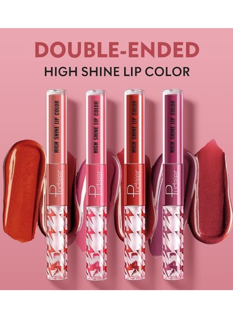 SKY-TOUCH High Shine Lip Gloss with Clear Fixed Color Lip Oil, Up to 12 Hours Long Lasting Dual Ended Liquid Lipstick, Lightweight and Non Sticky, 2ml (15)  - Image 2