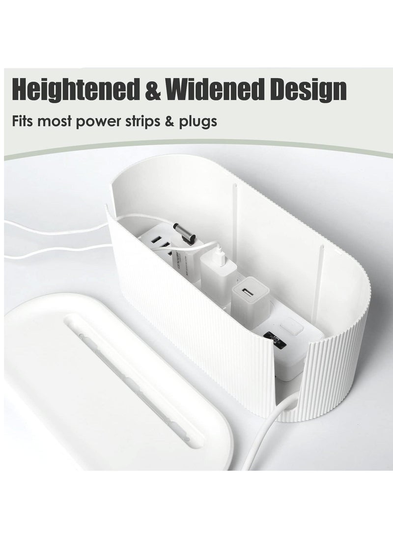 Generic Cable Management Box, Cord Organizer Box, Large and Medium Size Cord Box, Cord Hider Box with The Groove to Store The Chargers and Cable to Hide Surge Protector Cover on Desk or Floor (White)  - Image 3