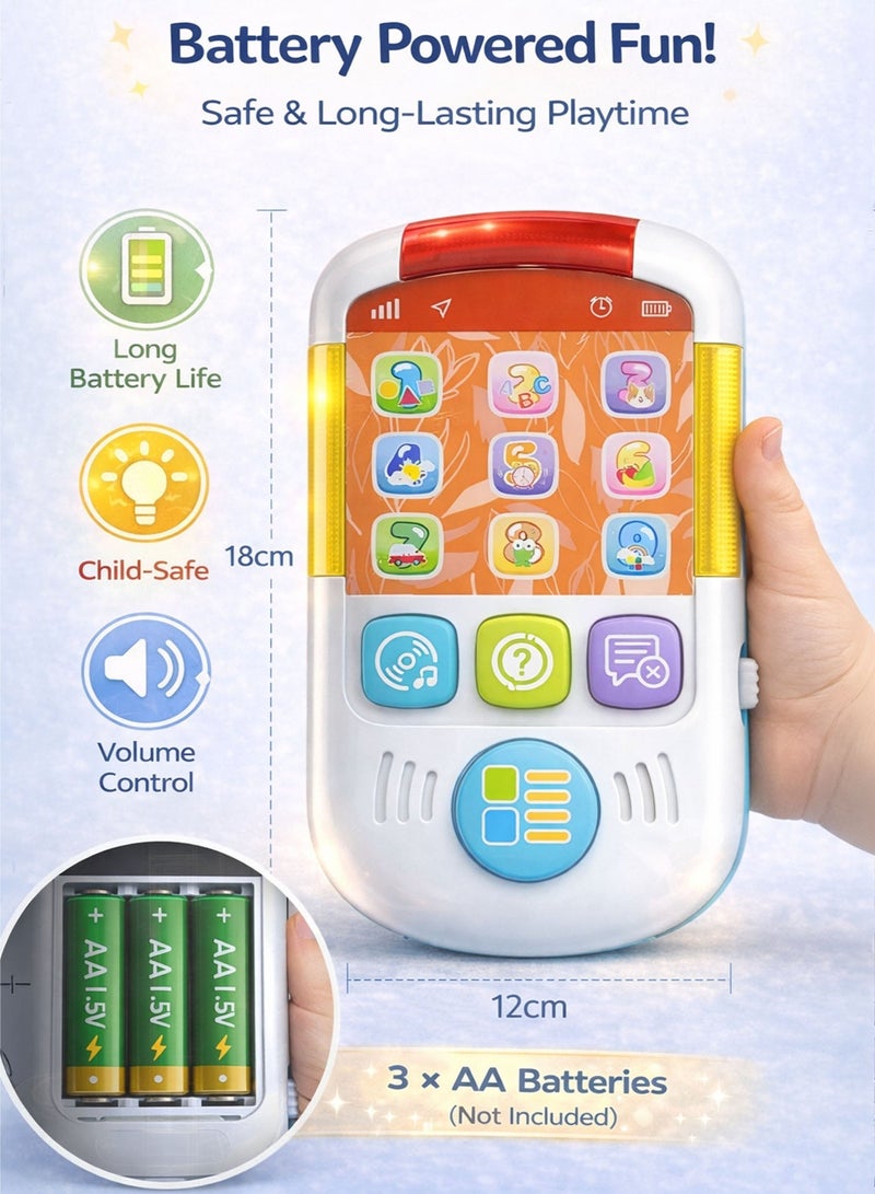 Oobidoo Baby Mini Mobile Phone Toy for Toddlers 0M+ Interactive Musical Learning Toy with Lights and Sounds Educational Baby Phone with Numbers ABC Buttons Early Development Sensory Toy Safe Non Toxic Plastic Portable Kids Toy for Boys and Girls - Image 5