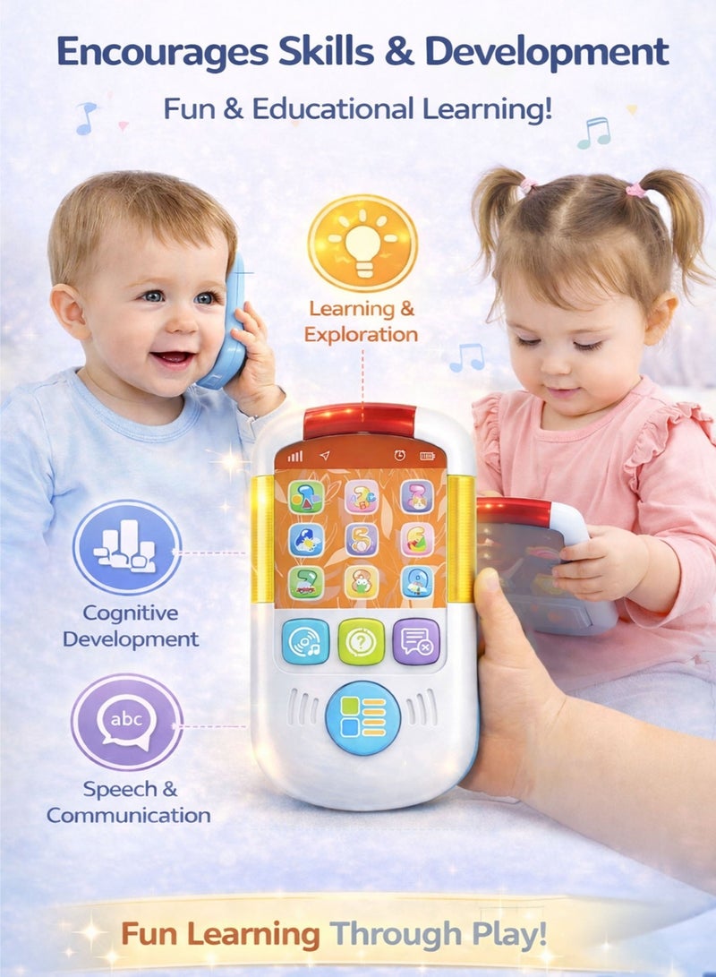 Oobidoo Baby Mini Mobile Phone Toy for Toddlers 0M+ Interactive Musical Learning Toy with Lights and Sounds Educational Baby Phone with Numbers ABC Buttons Early Development Sensory Toy Safe Non Toxic Plastic Portable Kids Toy for Boys and Girls - Image 4