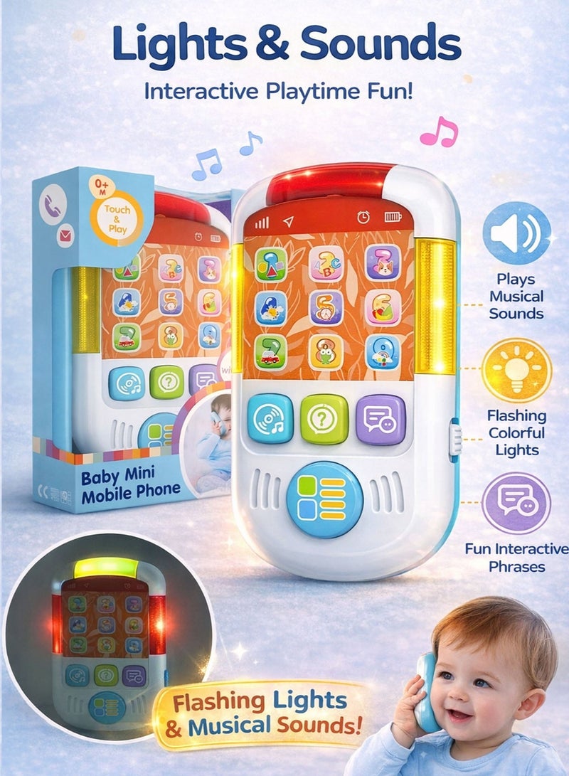 Oobidoo Baby Mini Mobile Phone Toy for Toddlers 0M+ Interactive Musical Learning Toy with Lights and Sounds Educational Baby Phone with Numbers ABC Buttons Early Development Sensory Toy Safe Non Toxic Plastic Portable Kids Toy for Boys and Girls - Image 3