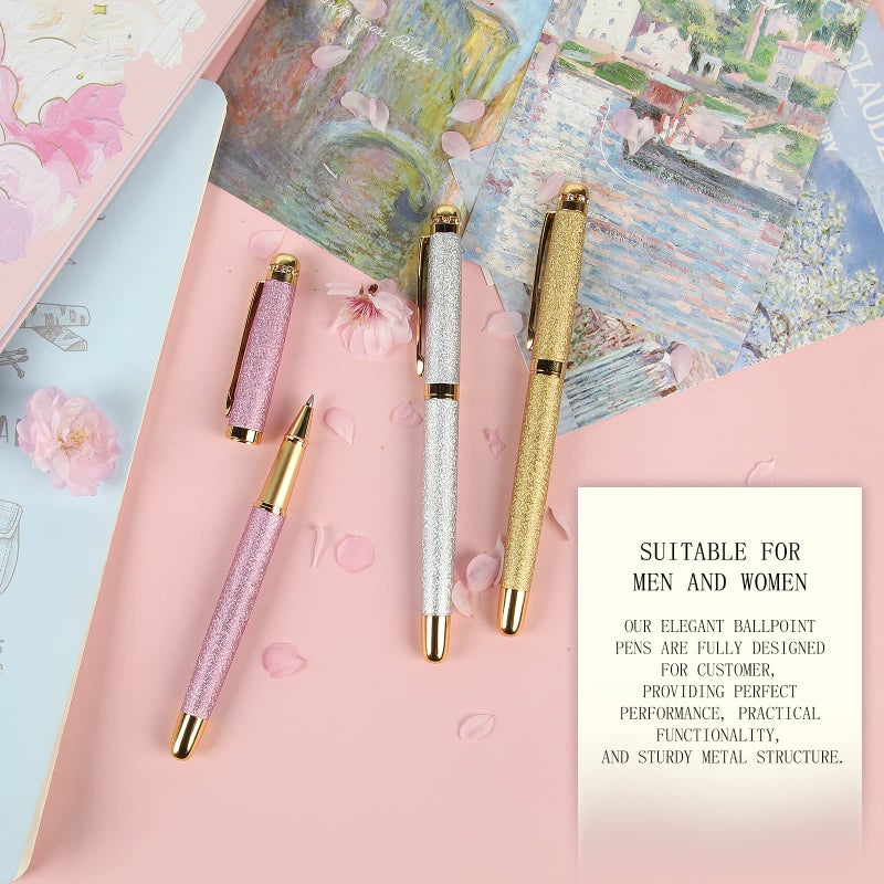 BOCIYER Rollerball Liquid Ink Pens,Best Luxury Ball Pen Gift Set for Women,Black Ink Fancy Pen Refillable for Executive Office,Professional,pretty pens,cool pens,Nice cute Designer Pens(Purple) - Image 5