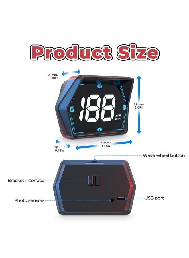 FDTY Car HUD Head Up Display, GPS Speedometer with Compass, MPH/KMH Switchable, Overspeed Alarm, Universal for Cars Trucks SUVs 2.09 * 3.04 * 1.1in. - Image 2