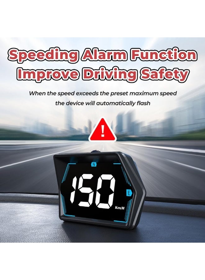 FDTY Car HUD Head Up Display, GPS Speedometer with Compass, MPH/KMH Switchable, Overspeed Alarm, Universal for Cars Trucks SUVs 2.09 * 3.04 * 1.1in. - Image 4