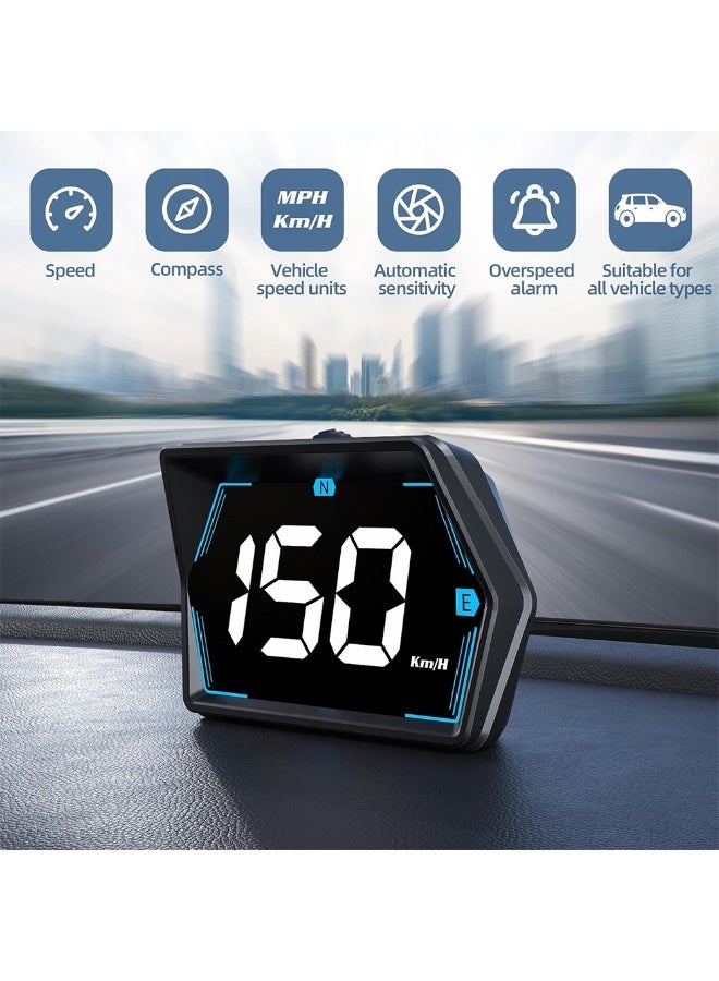 FDTY Car HUD Head Up Display, GPS Speedometer with Compass, MPH/KMH Switchable, Overspeed Alarm, Universal for Cars Trucks SUVs 2.09 * 3.04 * 1.1in. - Image 3