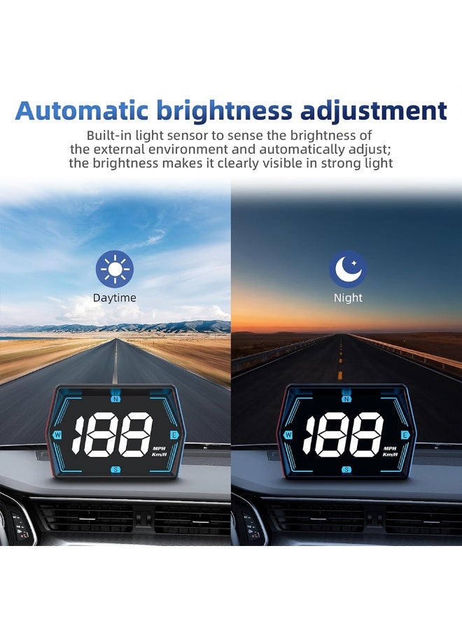 FDTY Car HUD Head Up Display, GPS Speedometer with Compass, MPH/KMH Switchable, Overspeed Alarm, Universal for Cars Trucks SUVs 2.09 * 3.04 * 1.1in. - Image 5