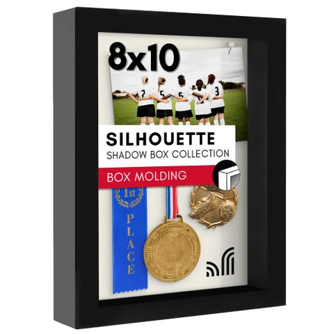 Americanflat 8x10 Shadow Box Frame with ShatterResistant Glass  Silhouette Collection  Large Shadow Box Display Case for Tabletop and Wall Display  Black with Soft Felt Back