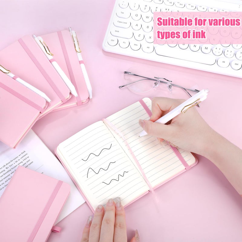 Aodaer 50 Sets Pocket Notebook Journal with Pens, 160 Pages, 3.5 x 5.5 Inch Mini Lined Journal Notebook A6 Leather Hardcover College Ruled Notepad with Pen Holder for School Office Gifts, Pink - Image 5