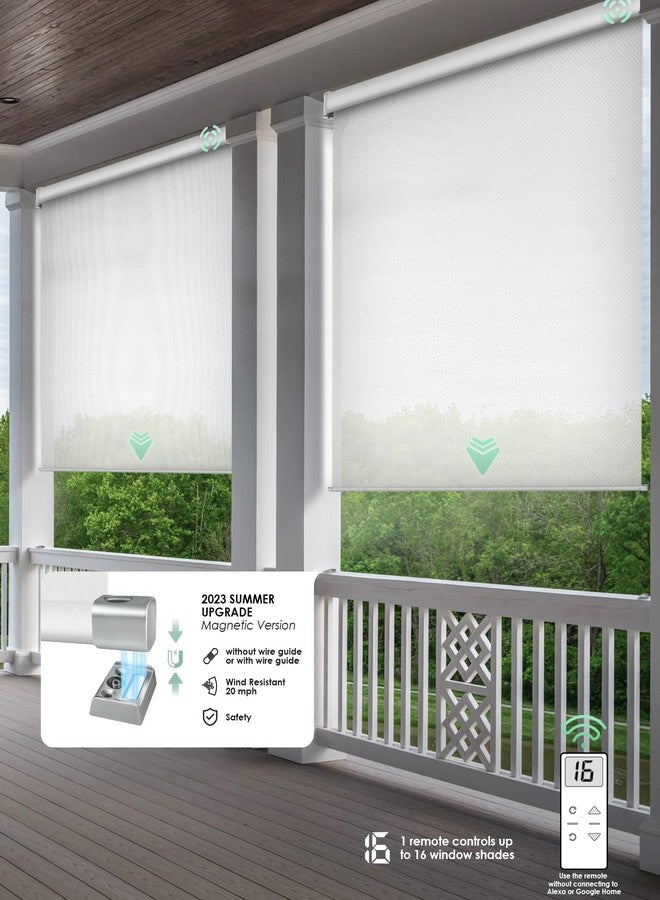 Yoolax Motorized Outdoor Shades Smart Blinds Compatible with Alexa Google, Remote Control Sun Shades Smart Blinds for Porch Patio, Fabric Sample (Multicolor) - Image 5