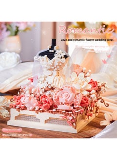 Generic Love Chocolate Astronaut Penholder Building Blocks Micro-Diamond Assembled Toys Men And Women's Birthday Valentine's Day 520 Gifts-Color:6941 Flower Wedding Dress  - Image 1