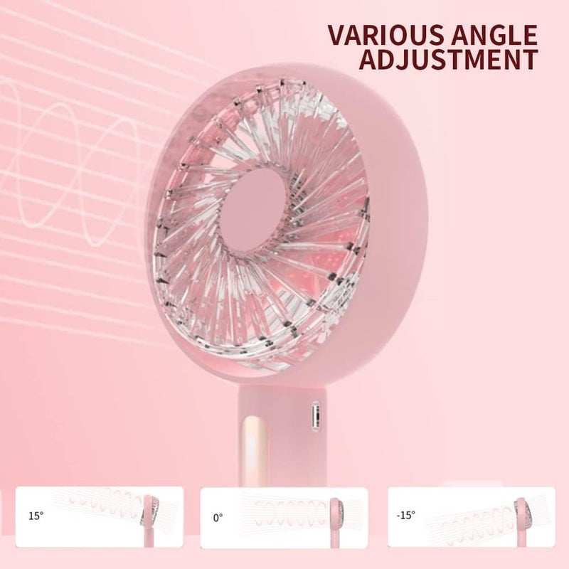 PADOM Stable inert material Handheld Fan, Portable Mini Fan Rechargeable with 4 Speeds , Hand Held USB Desk Fan with Cellphone Stand & Adjustable Angle for Office Home Outdoor Traveling (Pink) Lightweight - Image 2