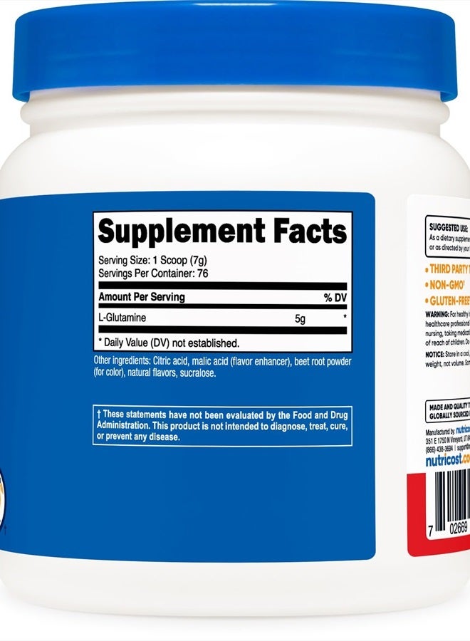 Nutricost مسحوق L-جلوتامين 500 جرام (نكهة فواكه مشكّلة) - Image 5