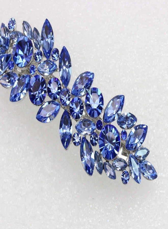 Faship Gorgeous Blue Rhinestone Crystal Floral Hair Barrette Clip - Image 5