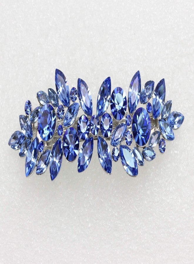 Faship Gorgeous Blue Rhinestone Crystal Floral Hair Barrette Clip - Image 4