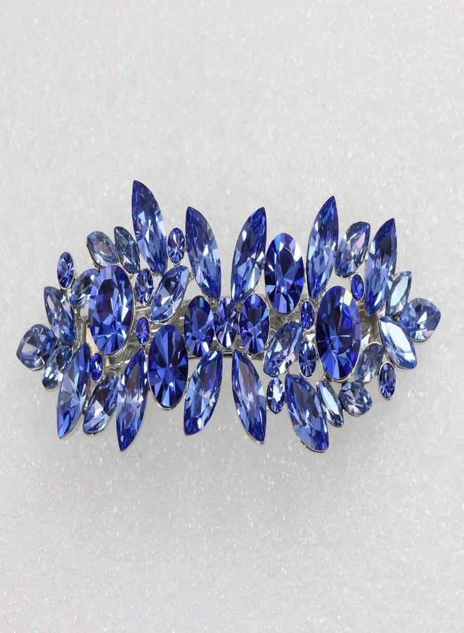 Faship Gorgeous Blue Rhinestone Crystal Floral Hair Barrette Clip - Image 2