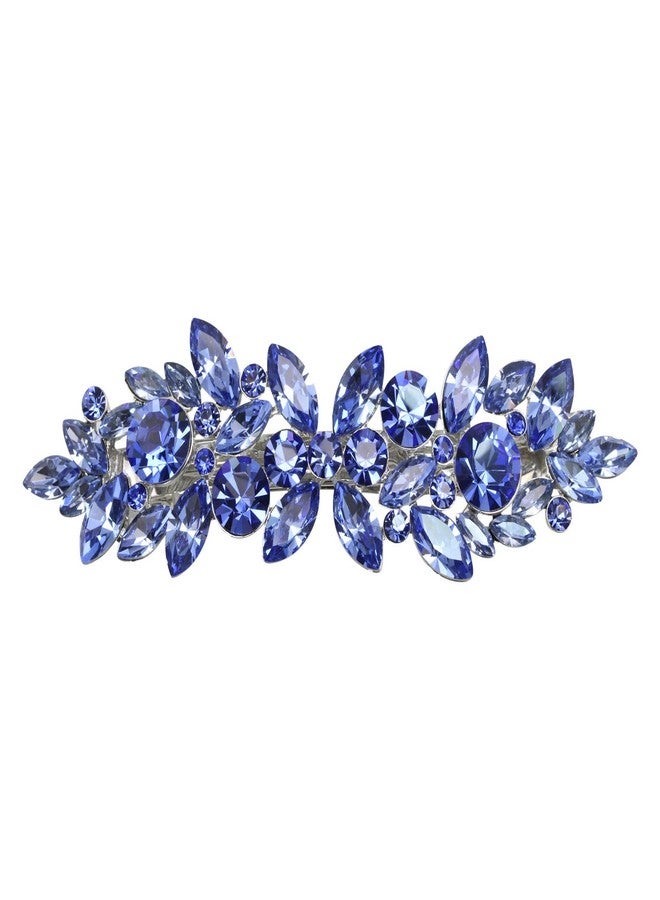 Faship Gorgeous Blue Rhinestone Crystal Floral Hair Barrette Clip - Image 1