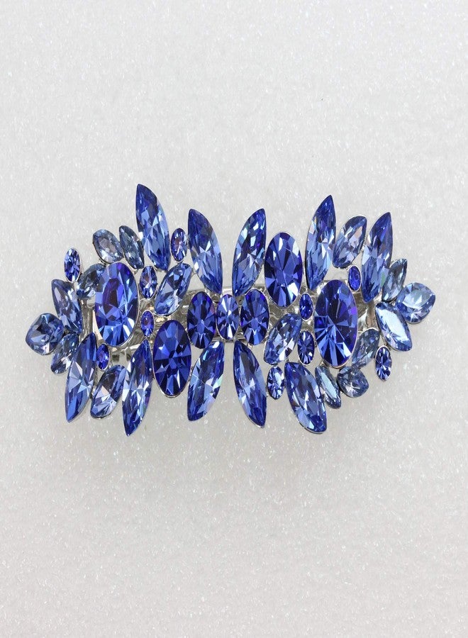 Faship Gorgeous Blue Rhinestone Crystal Floral Hair Barrette Clip - Image 3