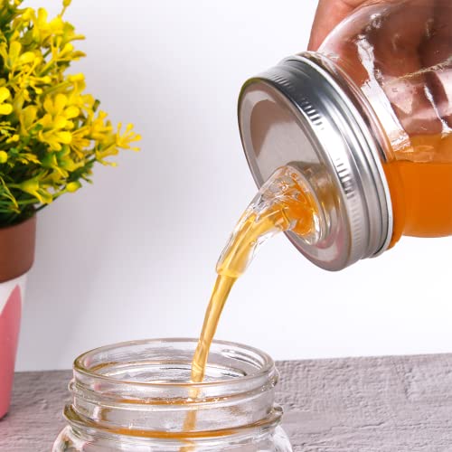 ziHenryDa Mason Jar Pour Spouts. free flow Mason Jar Pour Spouts, mason jar for spout regular mouth size 70mm dispenser germination cover. Suitable for any liquid. Leak-Proof 4-Pack + 8 Lid Caps (silver color) - Image 4