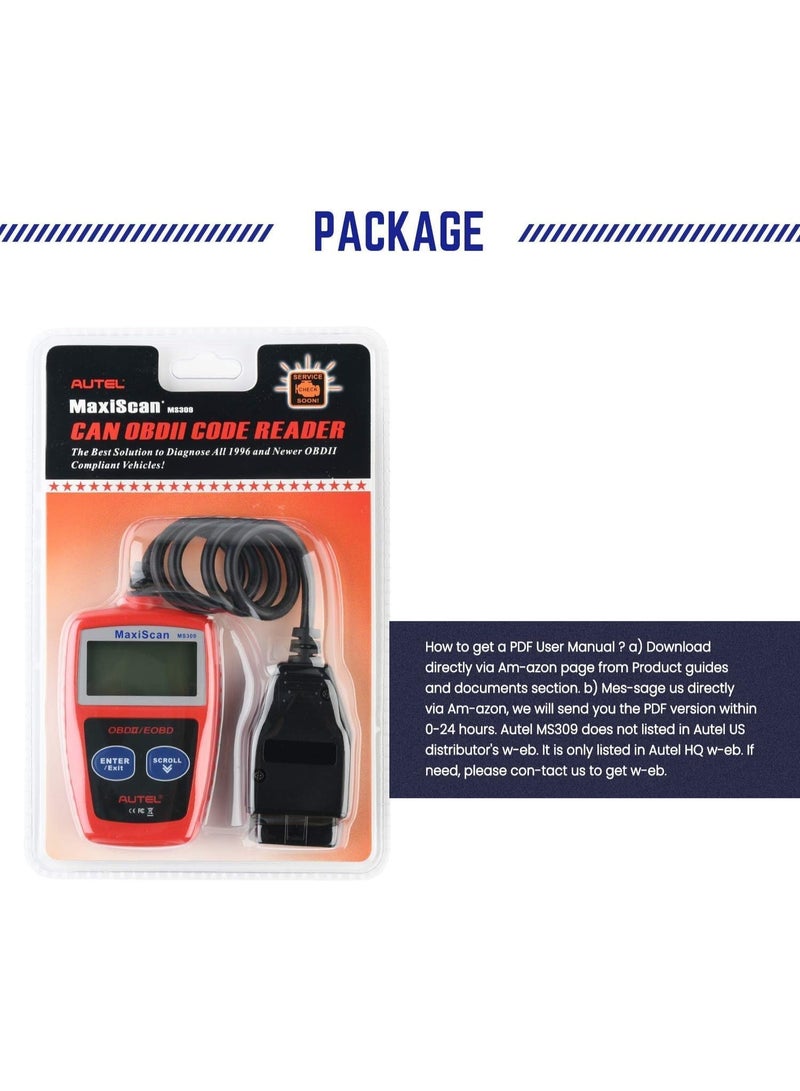 Autel OBD2 Scanner MS309 Universal Car Engine Fault Code Reader, Check Engine Light and Emission Monitor Status, OBDII CAN Diagnostic Scan Tool - Image 5