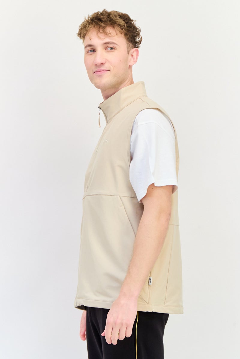 PUMA Men Sportswear Fit Embroidered Logo Outdoor Vest Jacket, Beige  - Image 2
