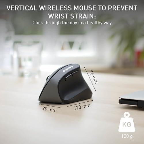 CHERRY MW4500 Wireless Vertical Ergonomic Optical Mouse, up to 1200 DPI, 6 Buttons and Scroll Wheel For Laptop, PC, Desktop or Mac. Right Handed. - Image 3