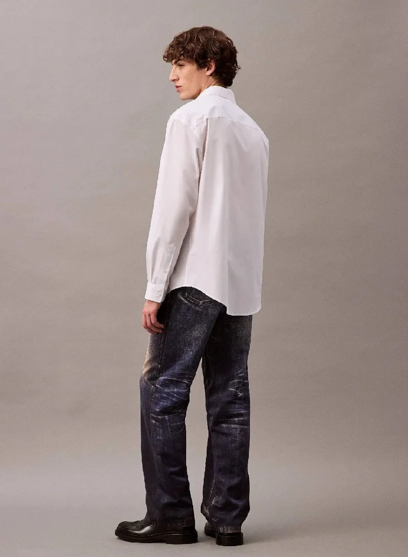 Calvin Klein BRILLIANT WHITE Pocket Cotton Button-Down Shirt for Men | Best Price UAE