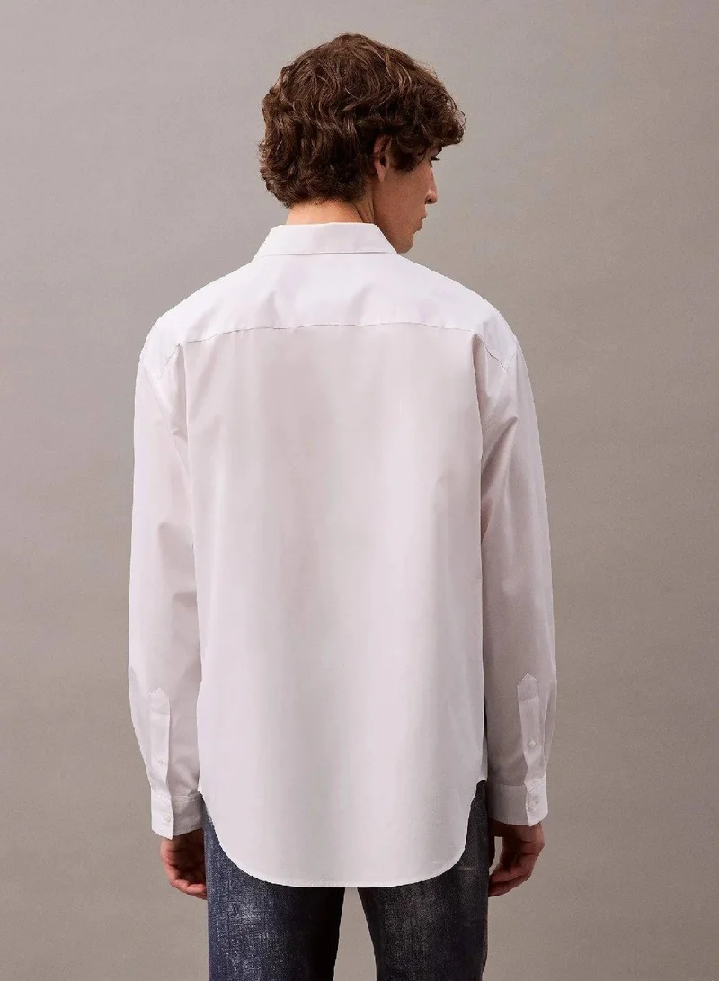 Calvin Klein BRILLIANT WHITE Pocket Cotton Button-Down Shirt for Men | Best Price UAE