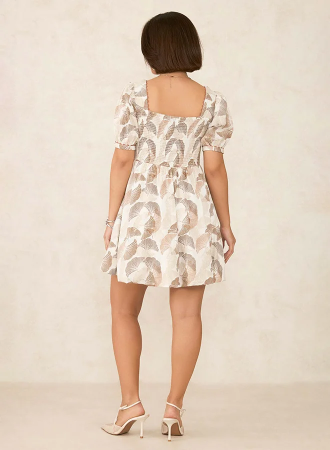 Virgio VIRGIO 100% Cotton Printed Mini Dress With Lace Detail