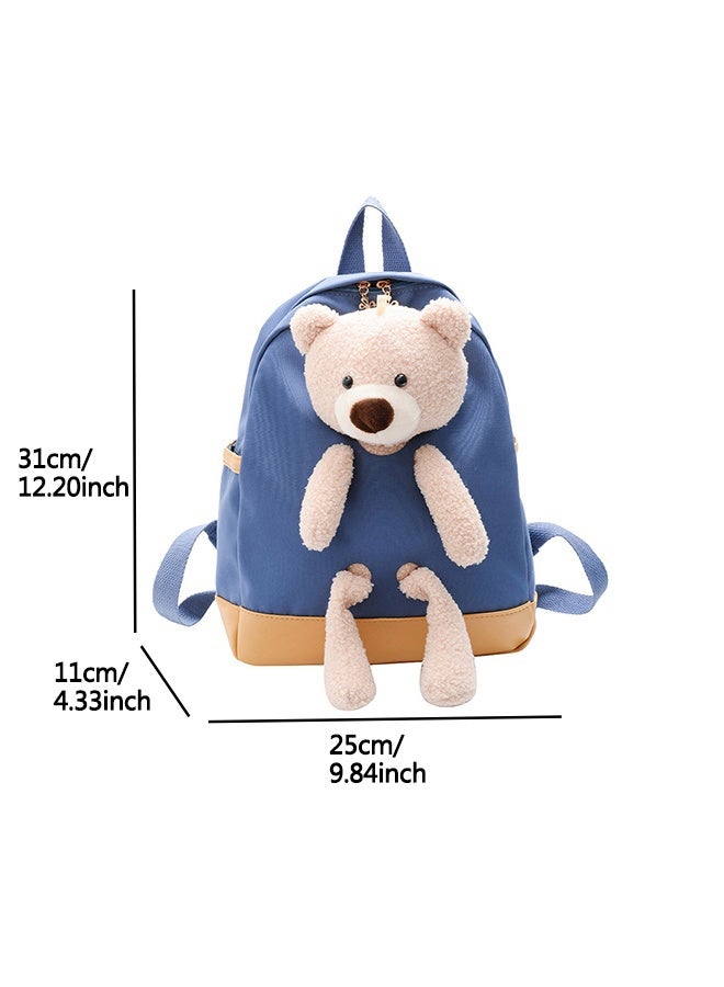 Children's Cackpack with 3D Plush Bear Decoration, Cute Cartoon Backpack with Adjustable Shoulder Straps, Nylon Material Llight Leisure Schoolbag - Image 3