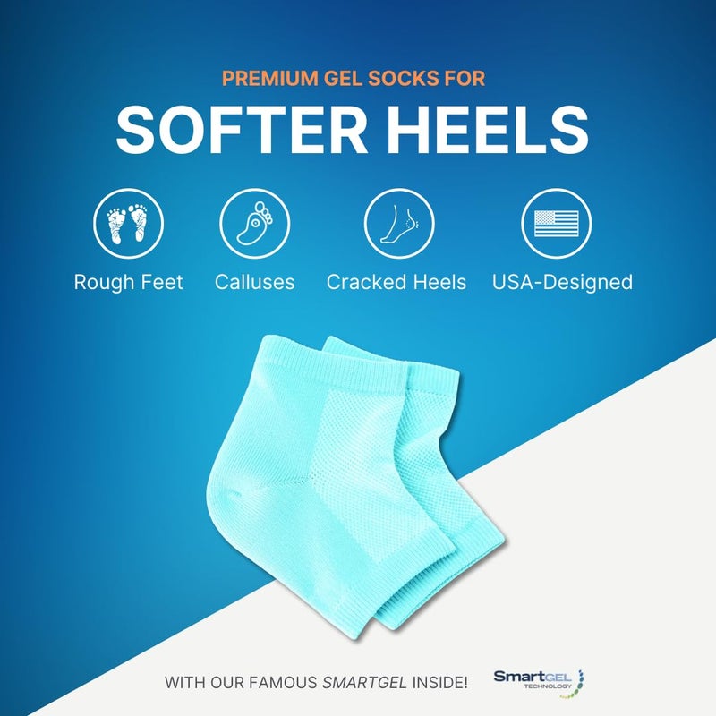 NatraCure Vented Moisturizing Gel Heel Sleeves - (Pedicure Socks for Dry Cracked Feet Treatment, Dry feet Treatment, Heel Socks for Women or Men - (608-M CAT) - Color: Aqua Blue - Size: Regular - Image 2