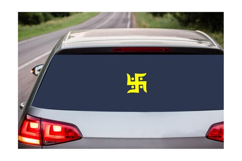 decalbazaar Swastik Simple Glossy Vinyl Sticker 6 x 6 Inches Yellow (Pack 5 Pcs) - Combo Pack (Code 17.75) - Image 2