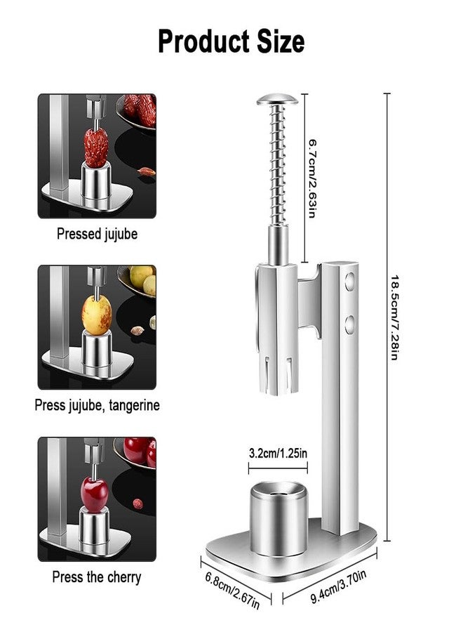 Casbomy Stainless Steel Red Dates Corer, Pit Remover, Olive Pitter Tool, Portable Fruit Corer Remover for Cherries, Hawthorn, Grape, Jujube (Silver, 7.28x3.74 inch) - Image 2