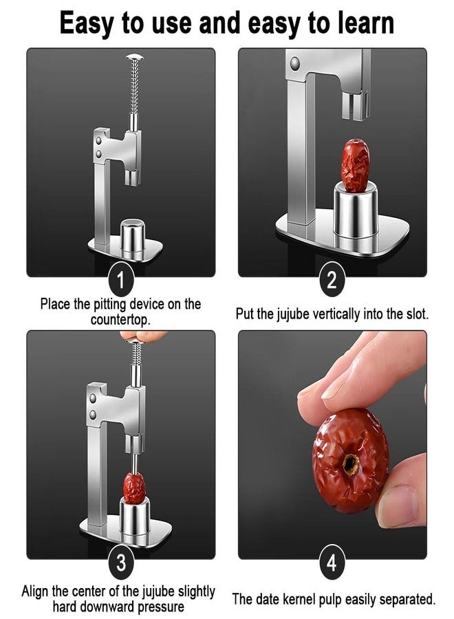 Casbomy Stainless Steel Red Dates Corer, Pit Remover, Olive Pitter Tool, Portable Fruit Corer Remover for Cherries, Hawthorn, Grape, Jujube (Silver, 7.28x3.74 inch) - Image 3
