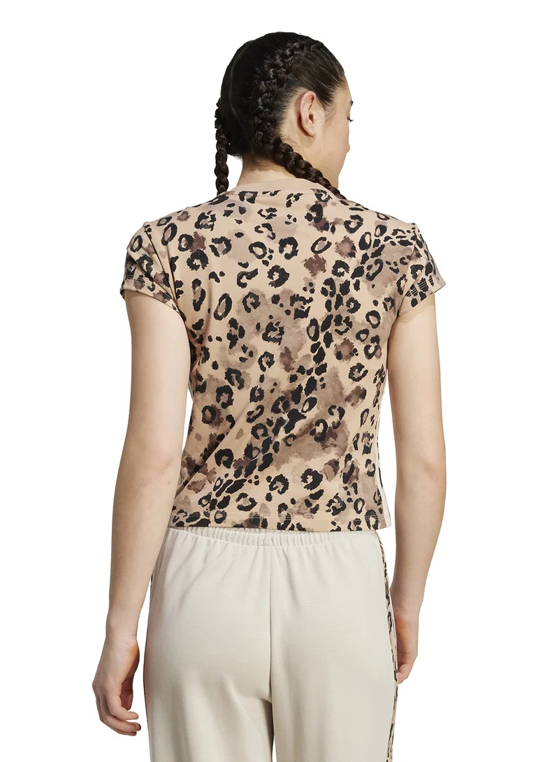 اديداس Animal Print 3-Stripes T-Shirt