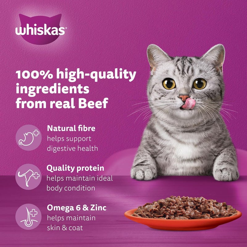 Whiskas Beef Liver in Gravy Wet Cat Food Pouch, 80g - Image 3
