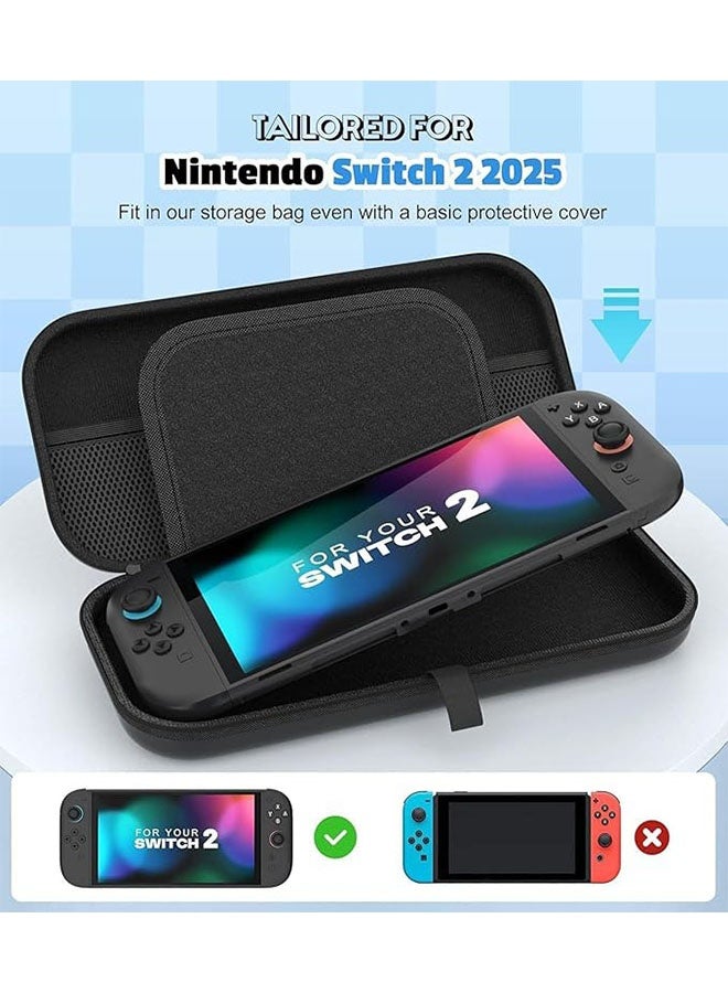 Switch 2 Carrying Case with 12 Game Card Slots, Hard Portable Travel Case Storage Bag Protective Pounch for 2025 Nintendo Switch 2 Console and Accessories, Black - Image 4