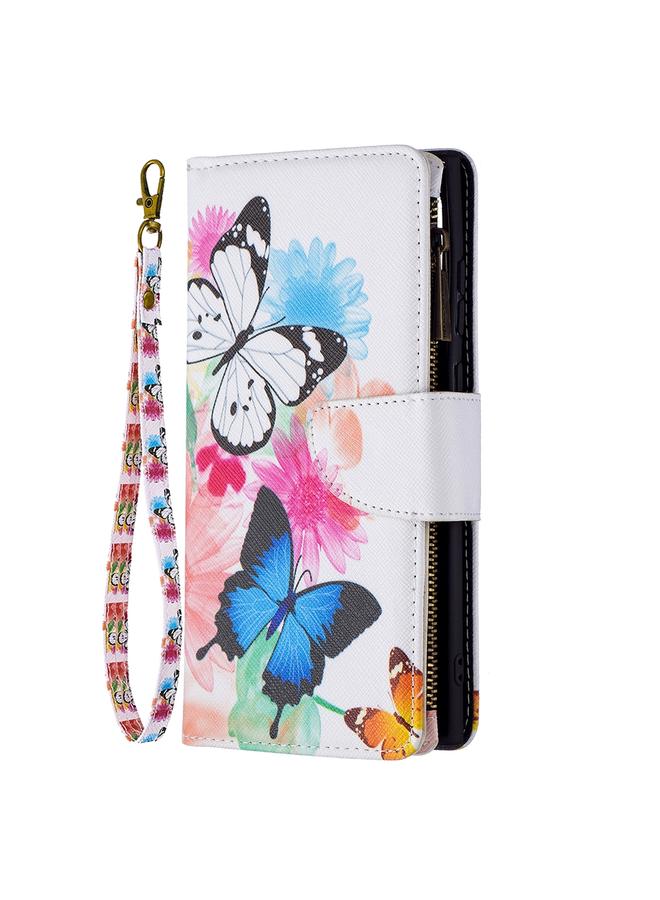 اس-توب جراب لهاتف Samsung Galaxy S22 Ultra 5G بنمط رسم ملون وسحاب وغطاء جلدي قابل للطي أفقيًا مع حامل وفتحات للبطاقات ومحفظة - Image 2